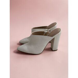 ALDO White Leather Mules Heels Size 6 Womens